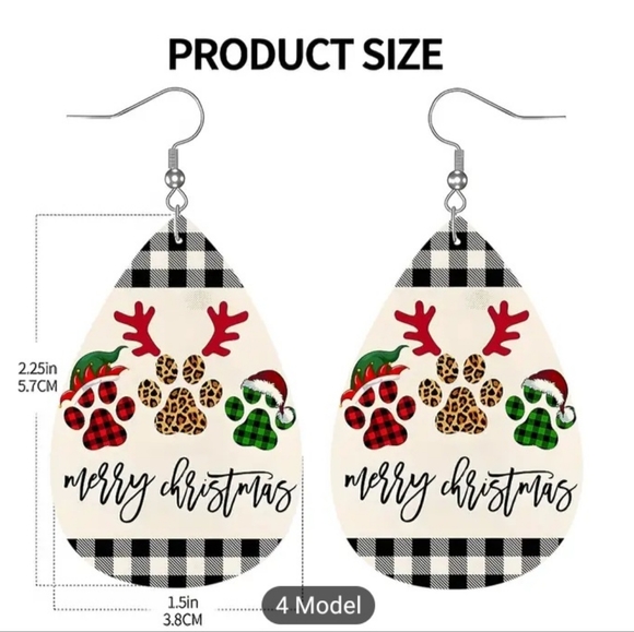 Earrings Snowman faux leather Earrings NIB - Picture 3 of 3